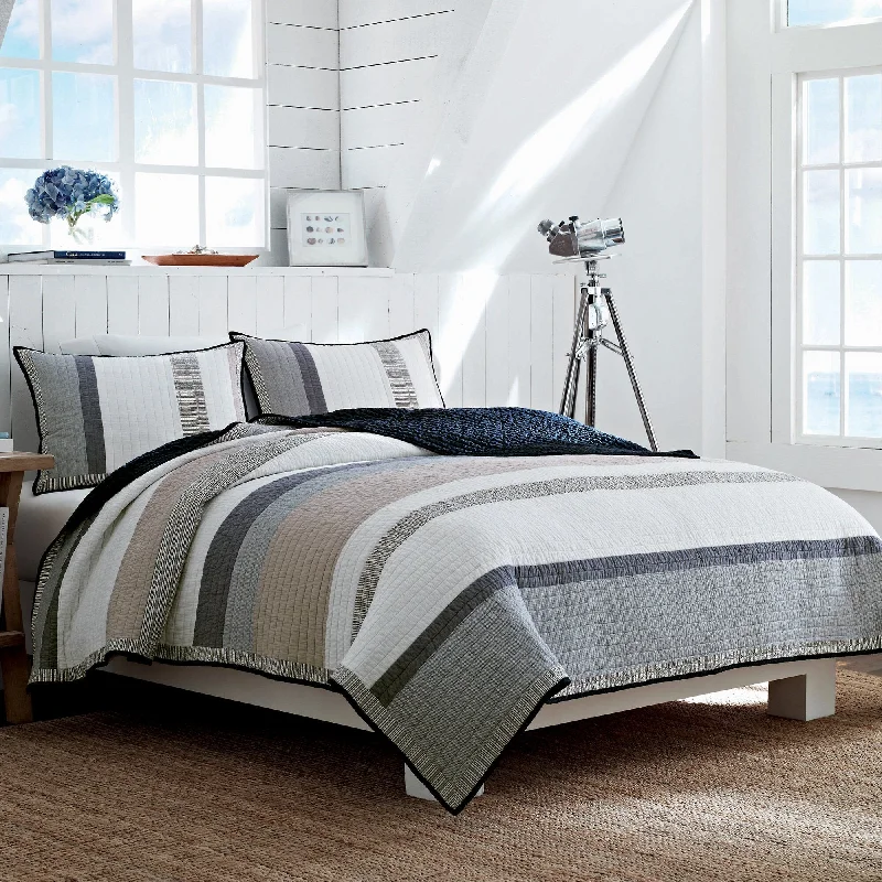 Crisp cotton bed sheets-Nautica Tideaway Quilt