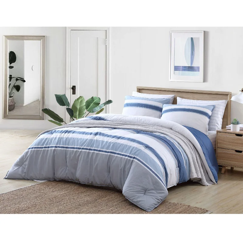 Cool tencel sheet set-Nautica Trimmer Blue Comforter-Sham Set