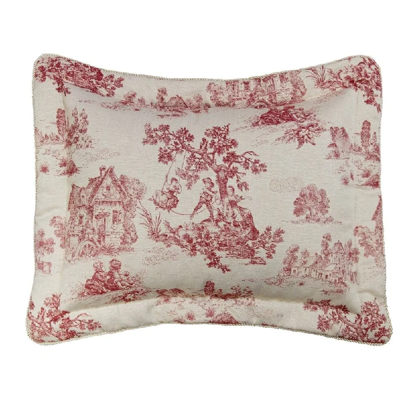 Plush chenille comforter-Olivia Quido Cosmopolitan Toile Red Shams (Pair)