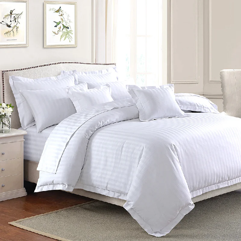 Cooling gel bamboo pillow-Onyx White Quilt Cover Set