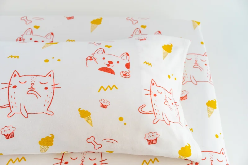 Soft sateen bedspread-Organic Interlock Toddler Pillowcase - Puppies and Kittens - Animal Collection