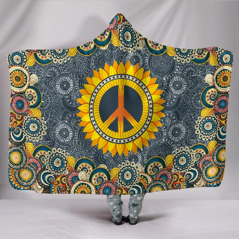 Organic tencel bedspread-Peace Mandala Hoodie Blanket