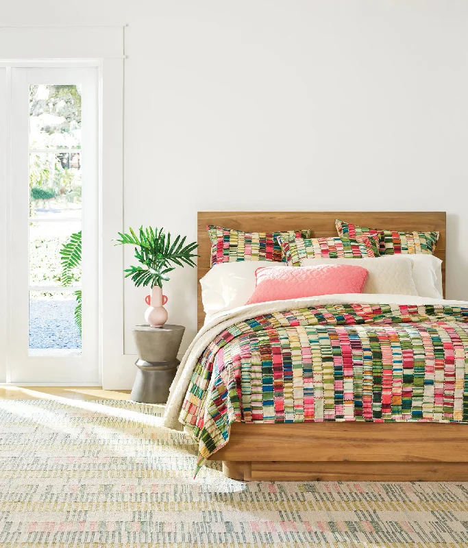 All-season bamboo throw-Penelope Stripe Multi Coverlet Sham