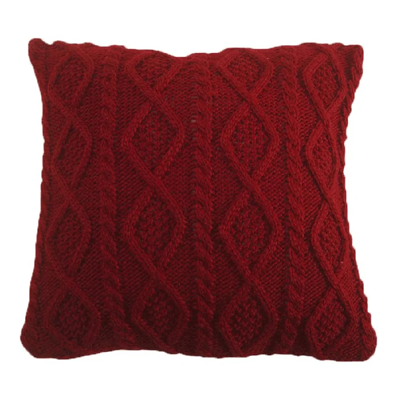 Breathable mattress topper-Cable Knit Pillow - Red