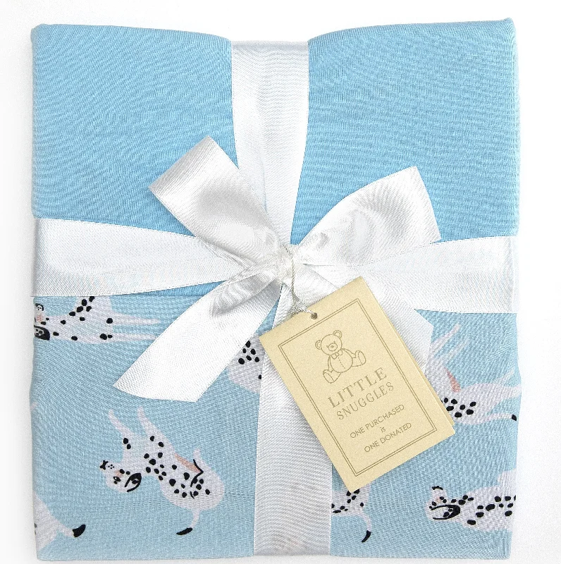 Plush sherpa bed throw-Beautifully Bold Blue Dalmatians - Bamboo Blankets