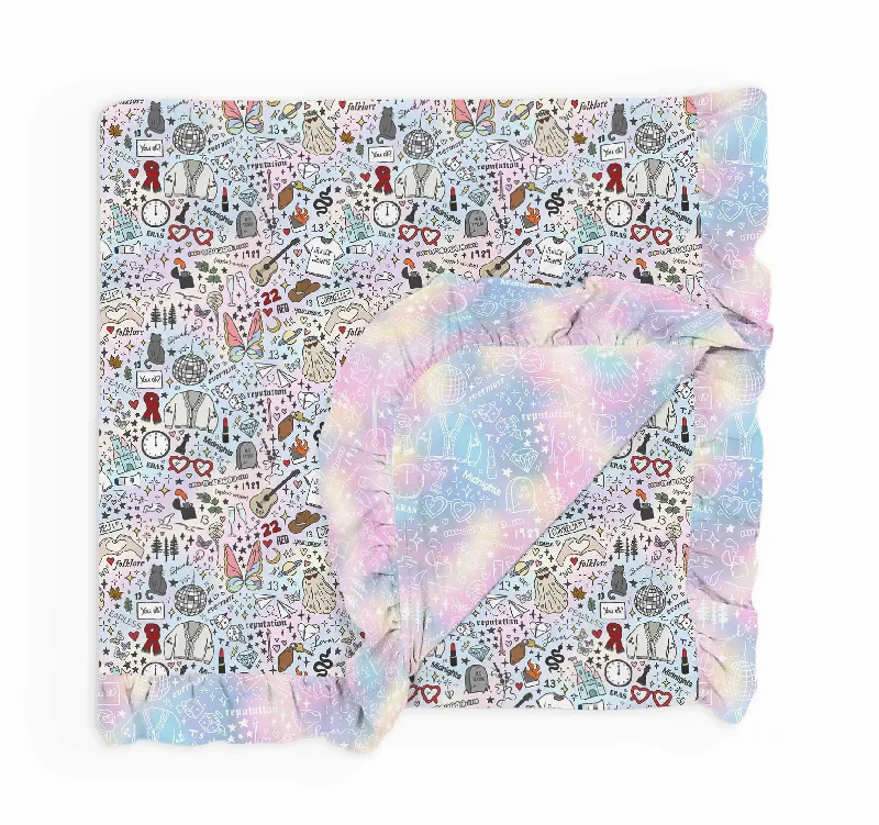 Silky sateen bed throw-[Pre Sale] Gifts Galore On Tour - 2 Layer Ruffled Blankets (EST SHIP EARLY DEC)