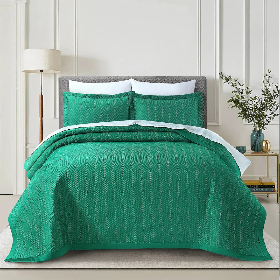 Floral cotton comforter-Quill Quilted Bedspread Set