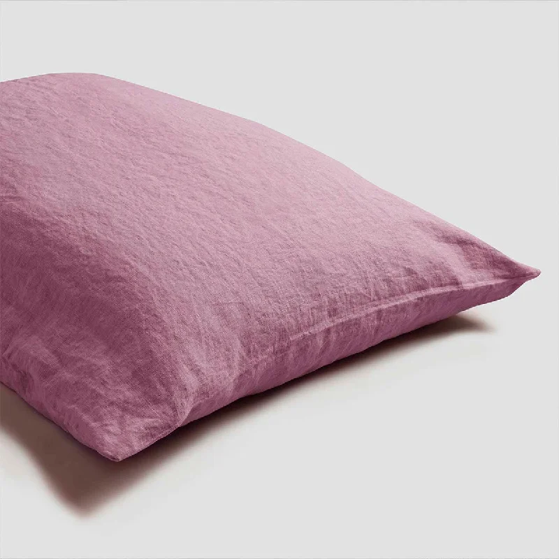 Plush faux fur comforter-Raspberry Linen Blend Pillowcase (Pair)