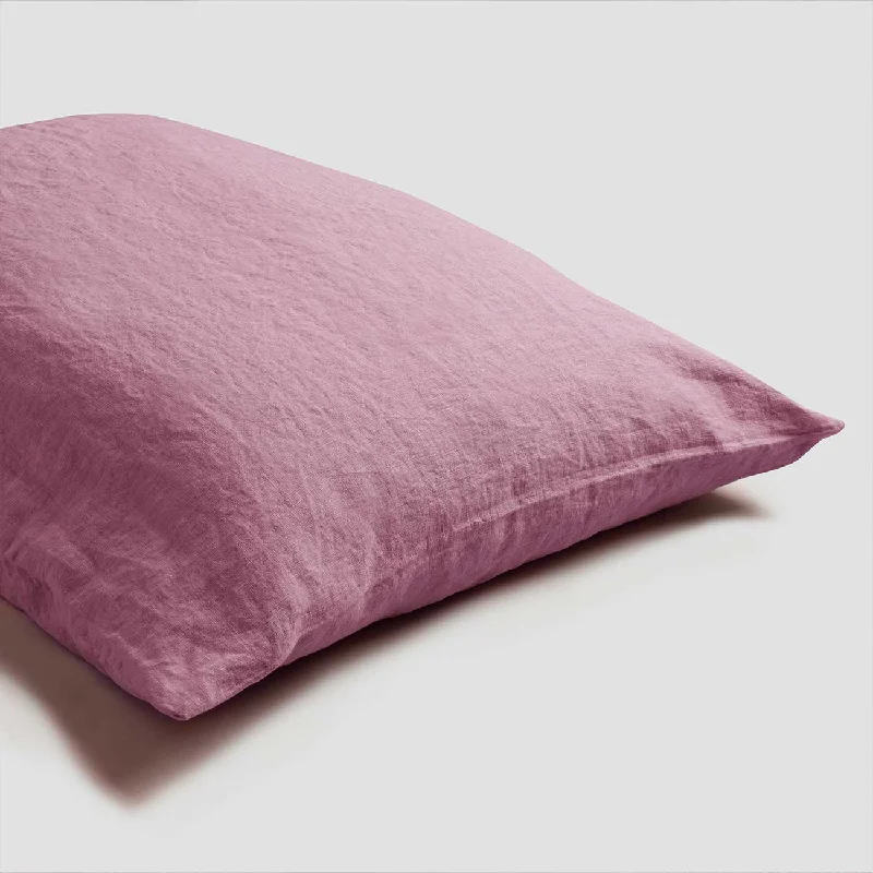 Plush velour bed throw-Raspberry 100% Linen Pillowcases (Pair)