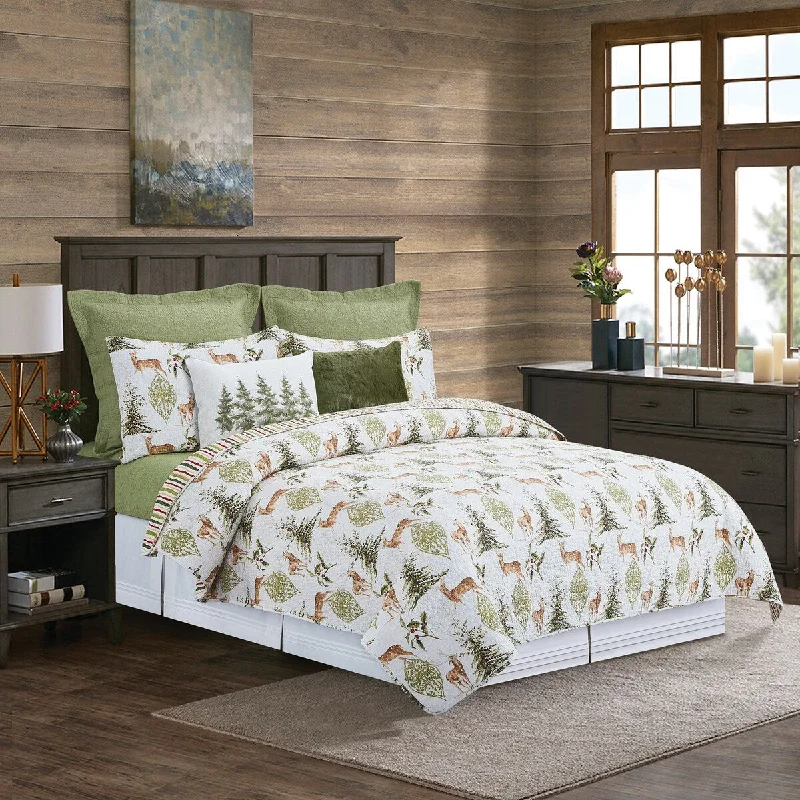 Lightweight linen comforter-Reindeer Tracks Cotton Quilt Set - Reversible and Machine Washable