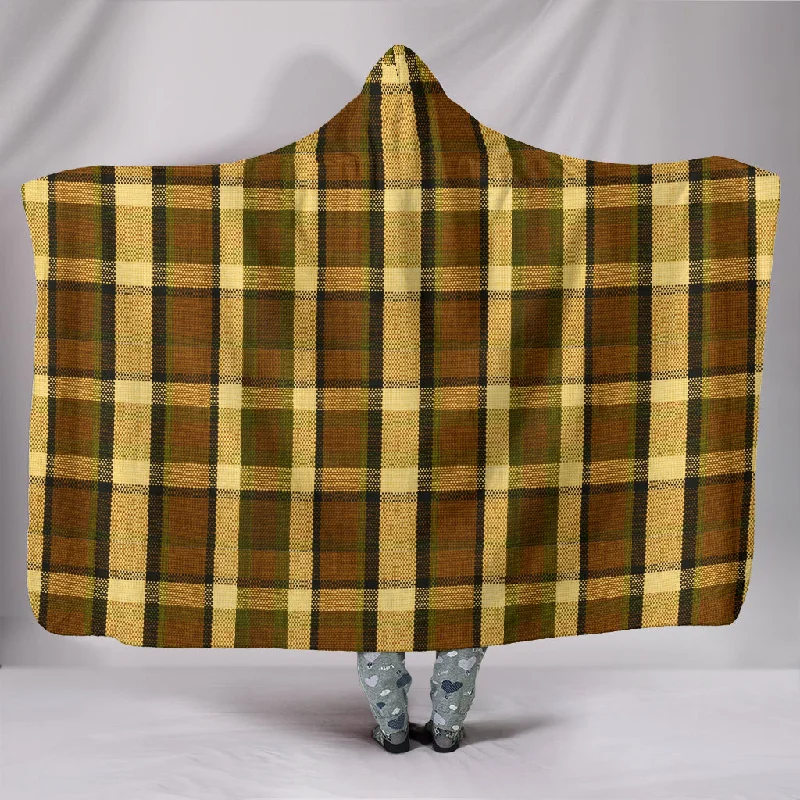 Modern checkered throw-Retro Brown Plaid Hooded Blanket