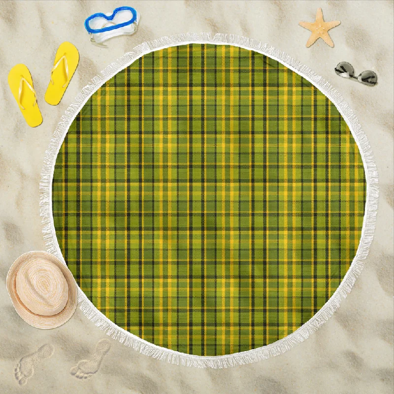 Vintage swirl duvet cover-Retro Green Plaid Beach Blanket