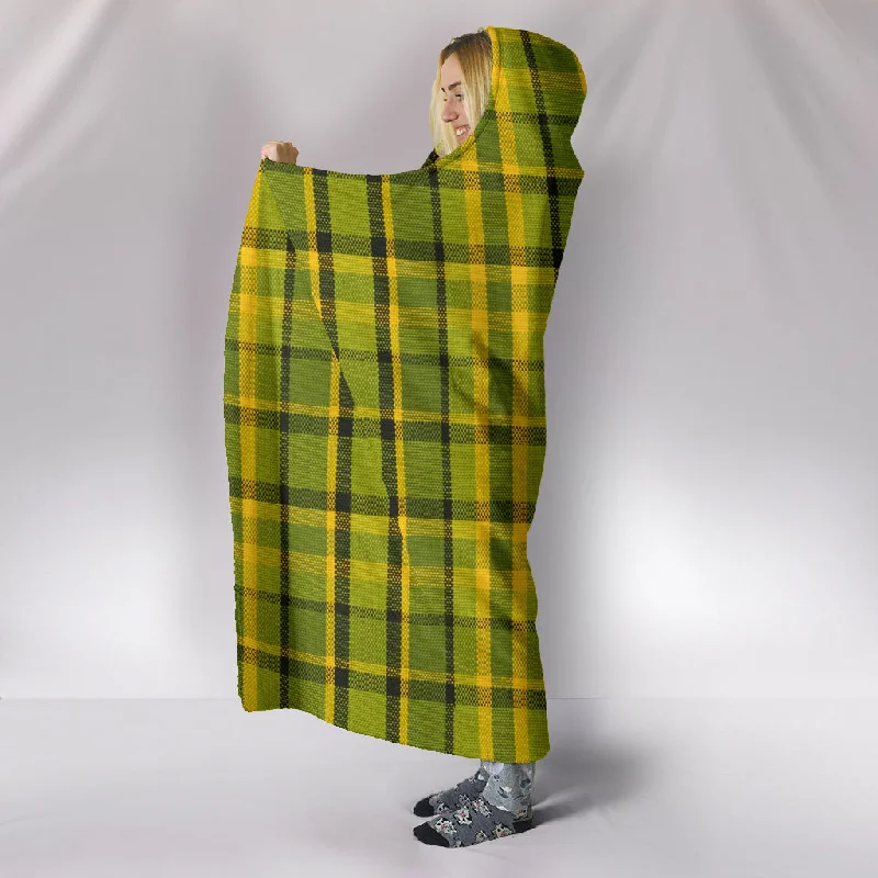 Firm gel bed pillow-Retro Green Plaid Hooded Blanket