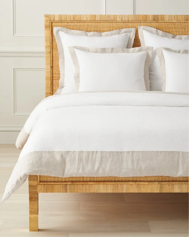 Plush wool bed blanket-Serena & Lily Salento Linen Duvet