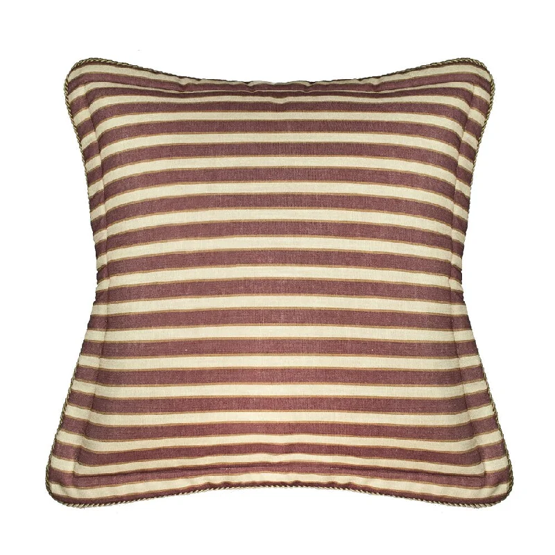 Waterproof bed liner-Sherry Kline Cassandra Toile Euro Sham Stripe Flange - Burgundy