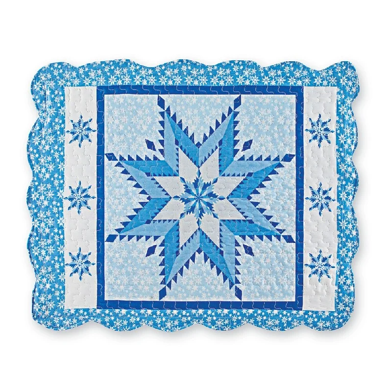 Cozy knit throw blanket-Snowflake Winter Holiday Patchwork Pillow Sham