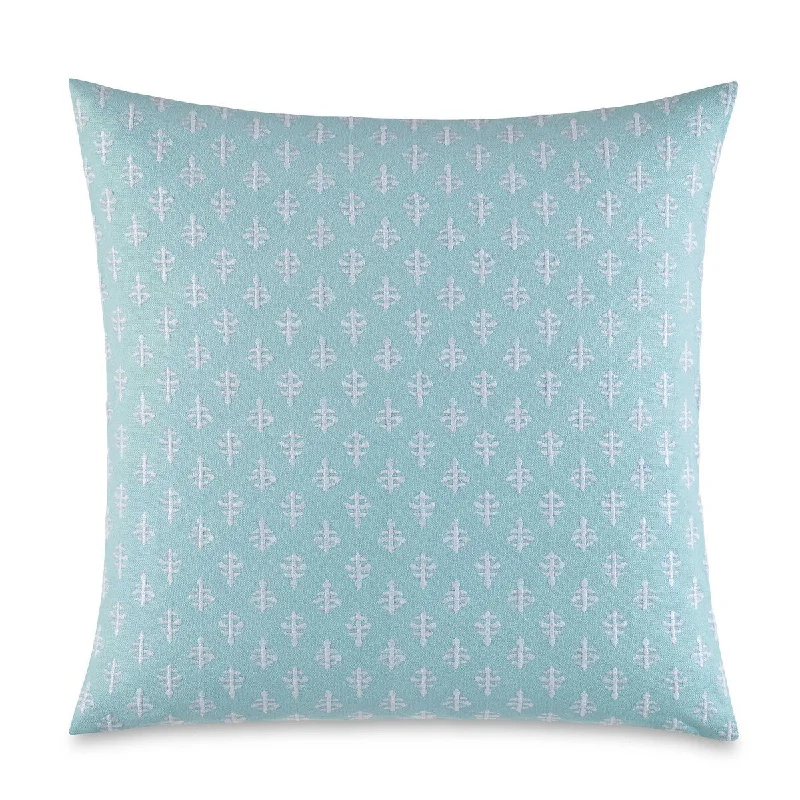 All-season microfiber bedspread-Southern Tide Cape Charlotte Square Aqua Decorative Pillow