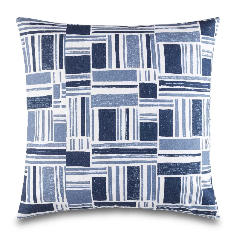 Textured linen quilt set-Southern Tide Surfside Square Blue Decorative Pillow