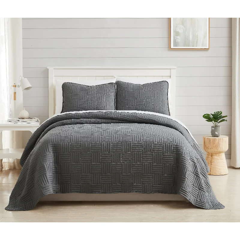 Cool bamboo comforter-Southshore Fine Linens 3-peice Solid Grid Quilt and Sham Set