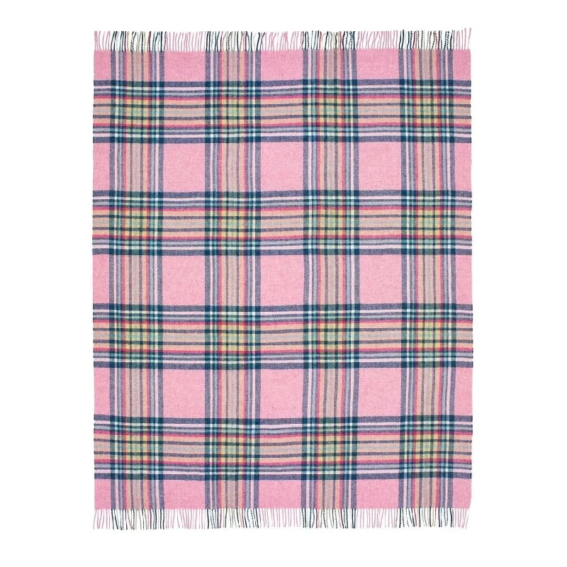 Reversible cotton throw-St. Ives Pink, Shetland Pure New Wool Throw Blanket