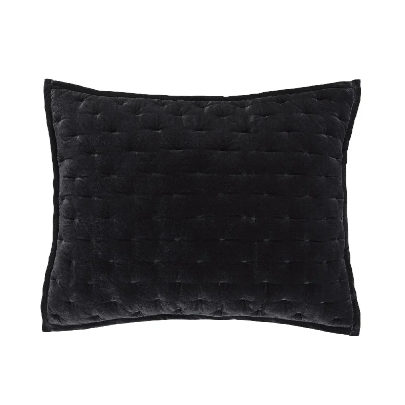 Soft percale throw-Stella Black Faux Silk Velvet Pillow Sham