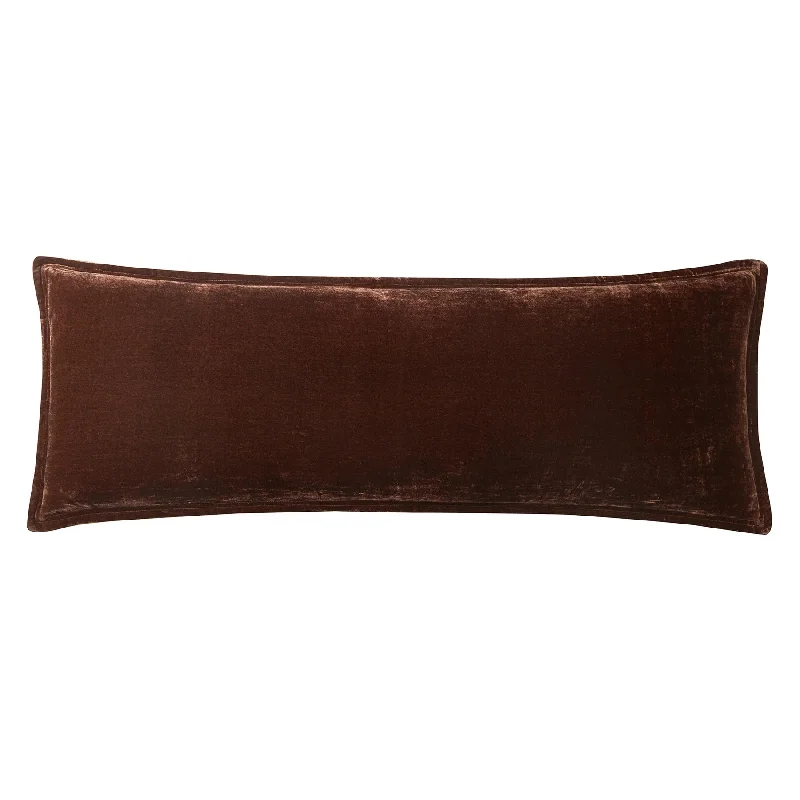 Waterproof bed pad-Stella Copper Brown Faux Silk Velvet Long Lumbar Pillow