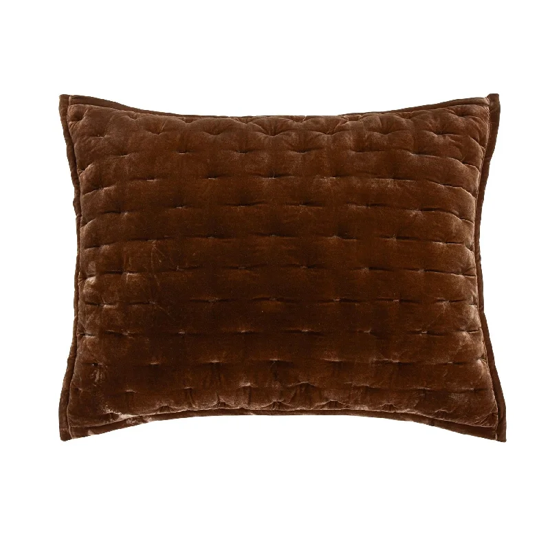 Heavyweight bamboo quilt-Stella Copper Brown Faux Silk Velvet Pillow Sham