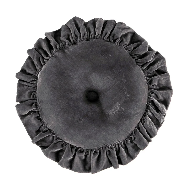 Cool jersey bedspread-Stella Dark Slate Silk Velvet Round Pillow