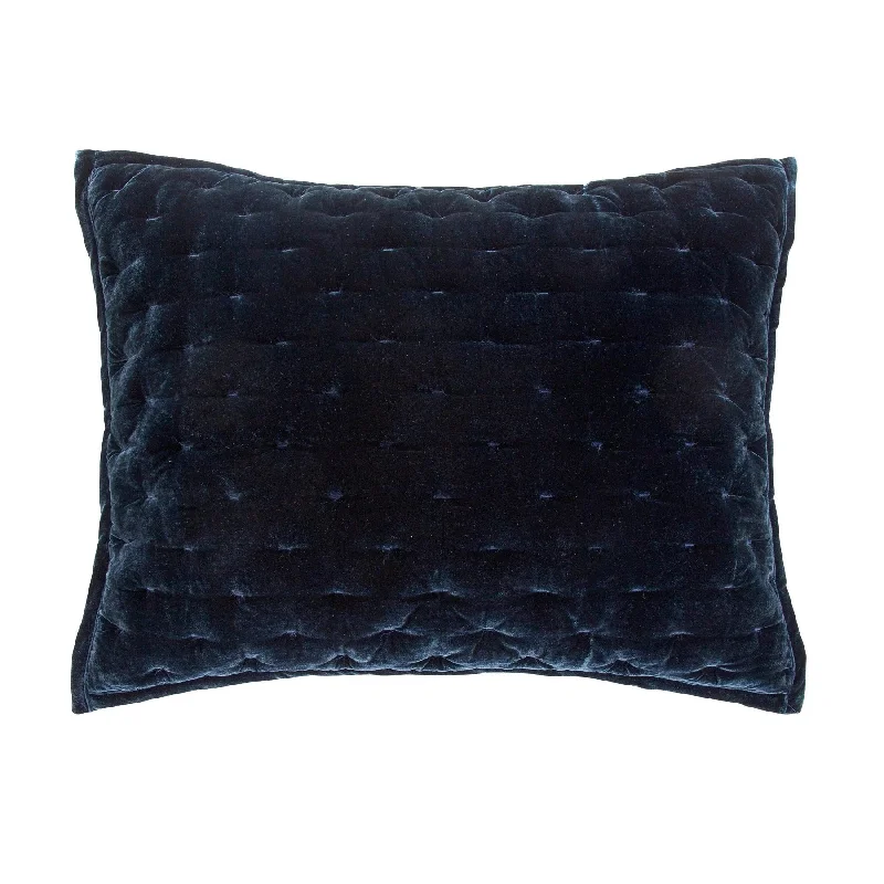 Linen blend quilt-Stella Midnight Blue Faux Silk Velvet Pillow Sham