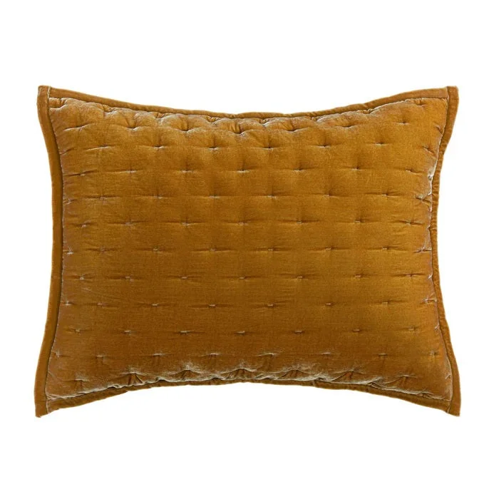 Ergonomic gel memory pillow-Stella Saffron Faux Silk Velvet Pillow Sham