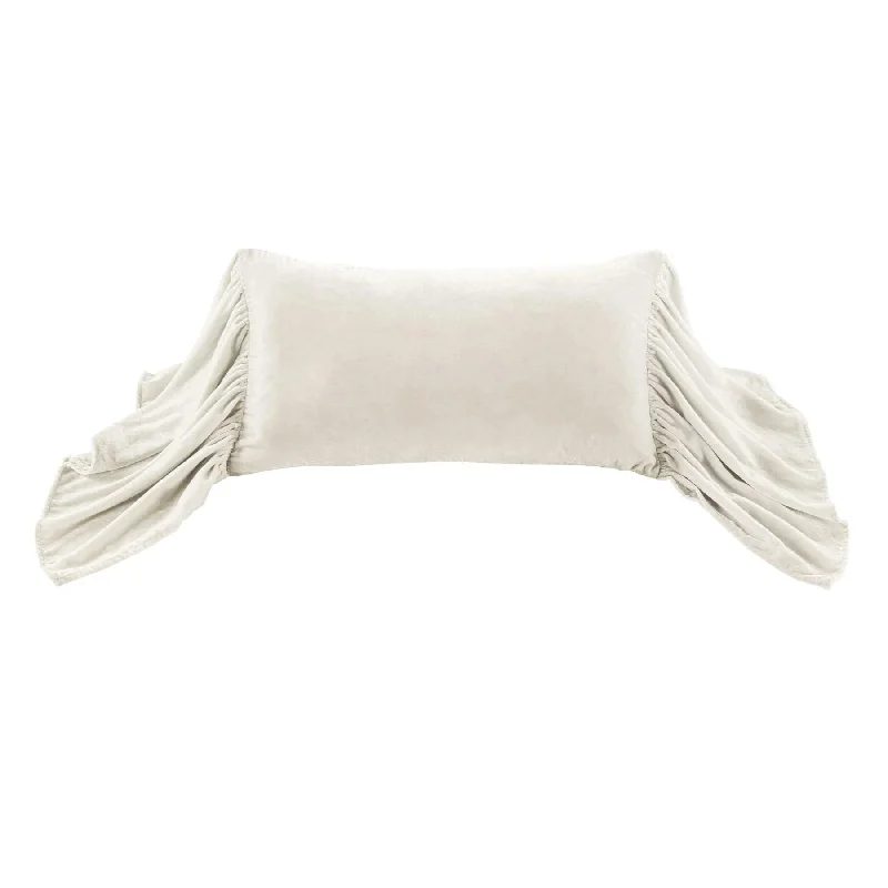 Non-slip bed pad-Stella Stone Faux Silk Velvet Long Ruffled Pillow