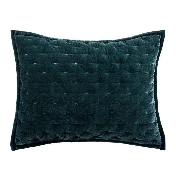 Natural bamboo throw-Stella Storm Blue Faux Silk Velvet Pillow Sham