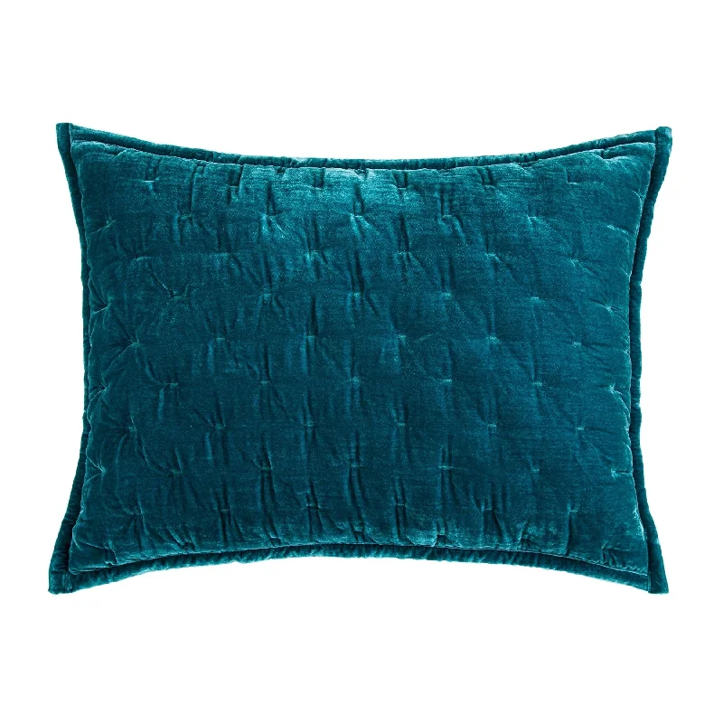 Silky flannel pillowcase-Stella Teal Faux Silk Velvet Pillow Sham