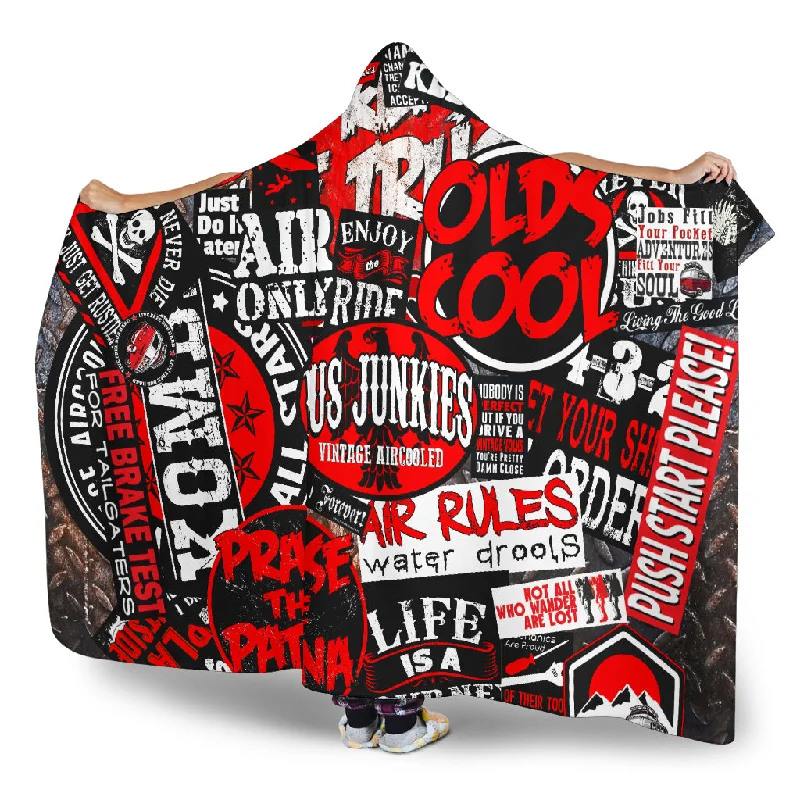 Reversible bamboo throw-Sticker Bomb Hooded Blanket