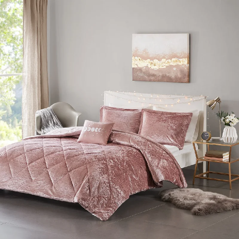 Silky sateen bed throw-Streamdale Felicia Velvet Comforter Set