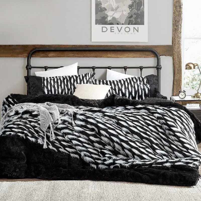 Smooth percale bedspread-Tiger Lion - Coma Inducer® Oversized Comforter Set - Zebra Black