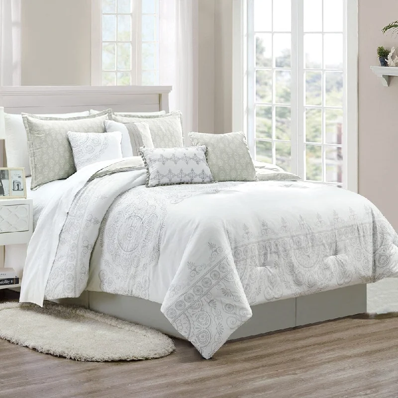 Linen tencel throw-Tita 8 piece comforter set