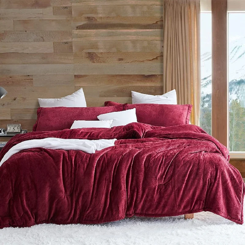 Floral linen throw-Touchy Feely - Coma Inducer® Oversized Comforter Set - Velvety Cabernet