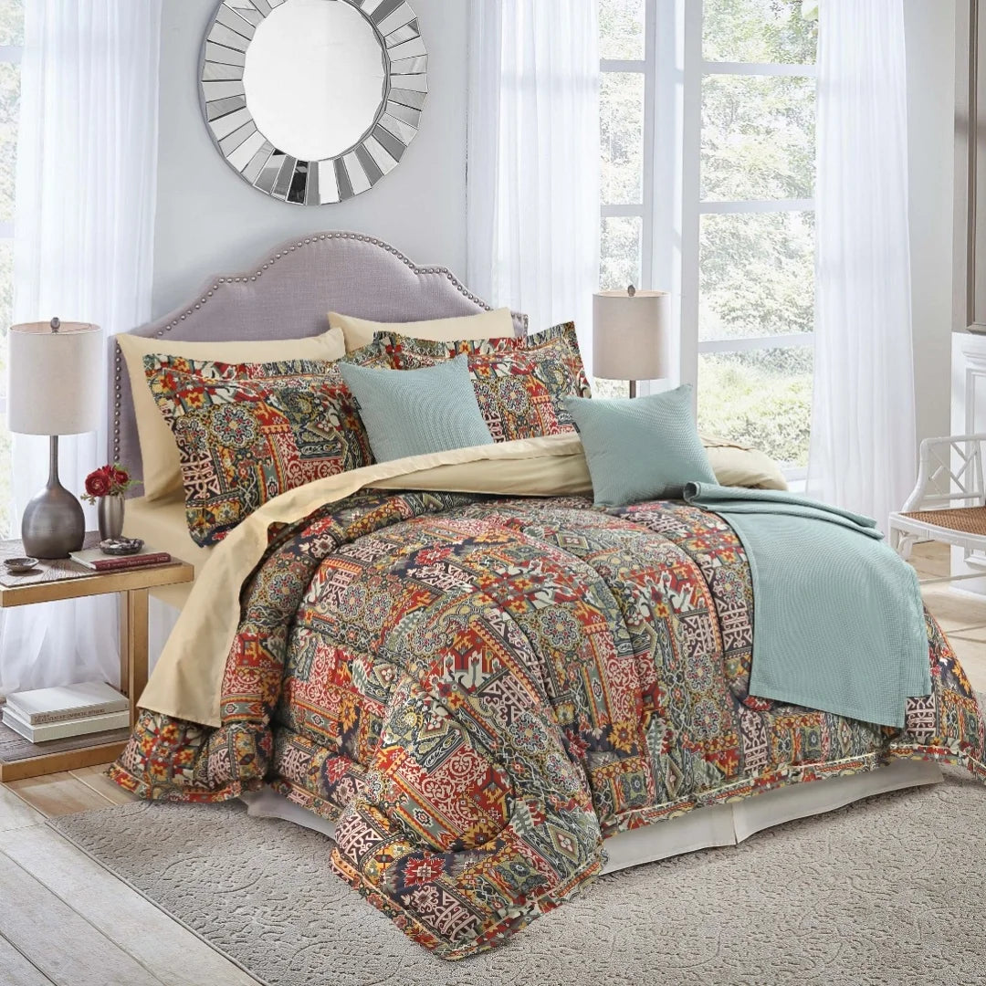 Heavy linen quilt-Baratta Stitched Ethnic Comforter Set