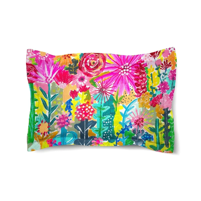 Ergonomic gel bamboo pillow-Vivid Floral Cluster Standard Sham