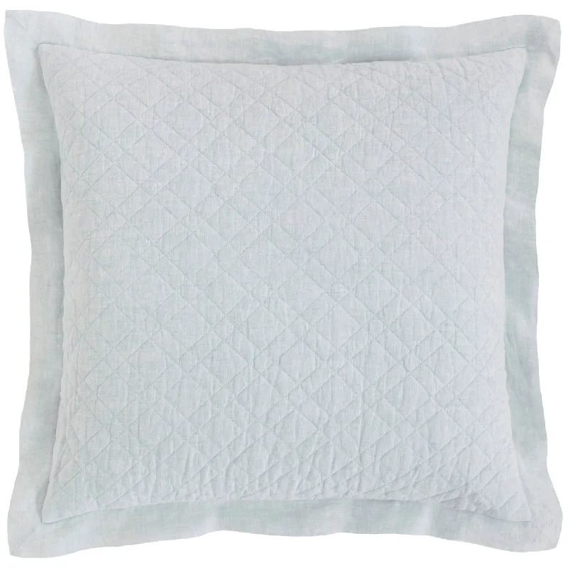 Lightweight flannel bedspread-Washed Linen Sky Quilted Sham