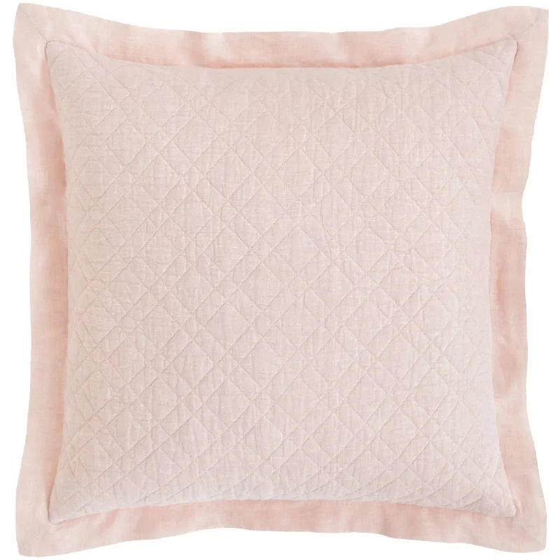 Warm microfiber bed throw-Washed Linen Slipper Pink Quilted Sham