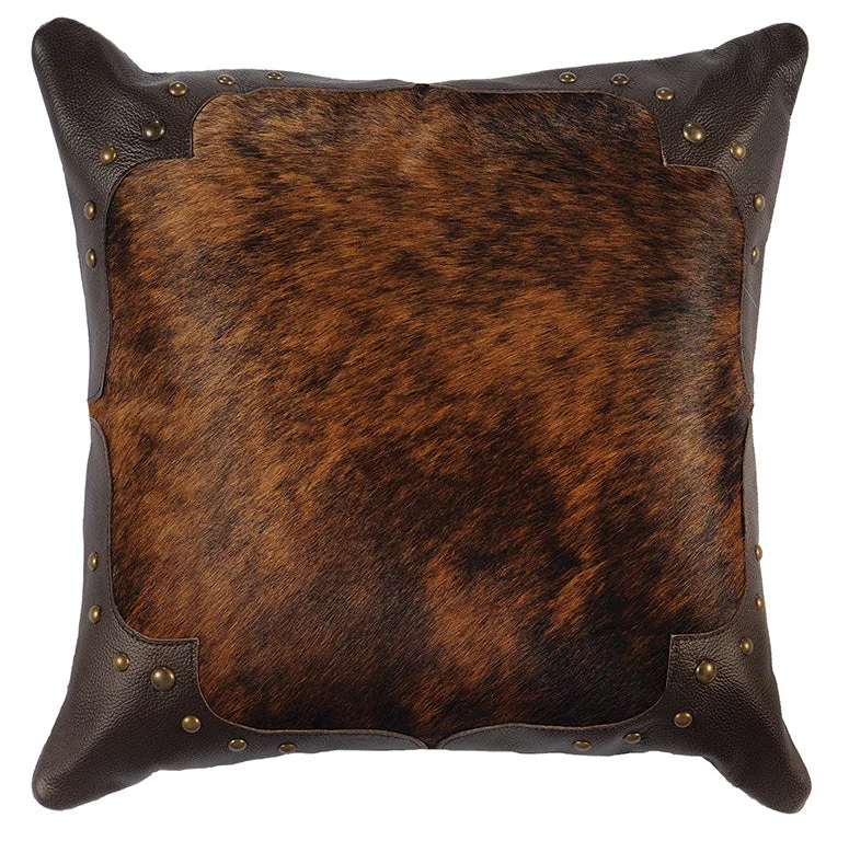 Plush microfiber quilt-Wooded River Brindle Leather Pillow