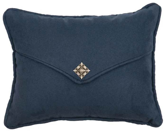 Plush faux fur comforter-Wooded River Navy Suede Accent Pillow