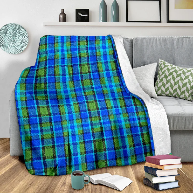 Crisp flannel bed throw-Westy Blue Plaid Blanket