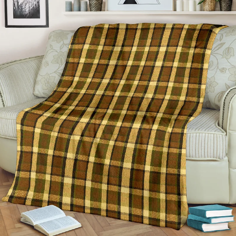 Reversible microfiber bedspread-Westy Brown Plaid Blanket