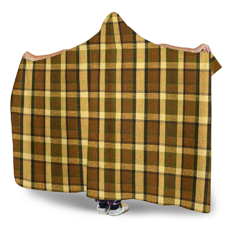 Silky jersey bed throw-Westy Brown Plaid Hooded Blanket