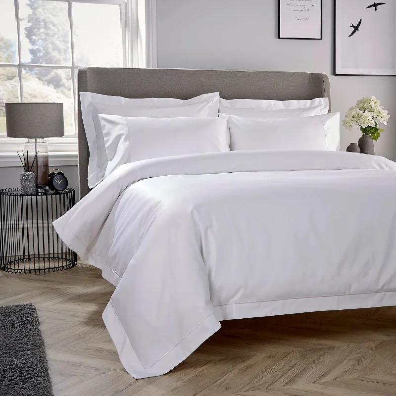 Heavyweight bamboo quilt-White T300 Cotton Sateen Quilt Cover Set