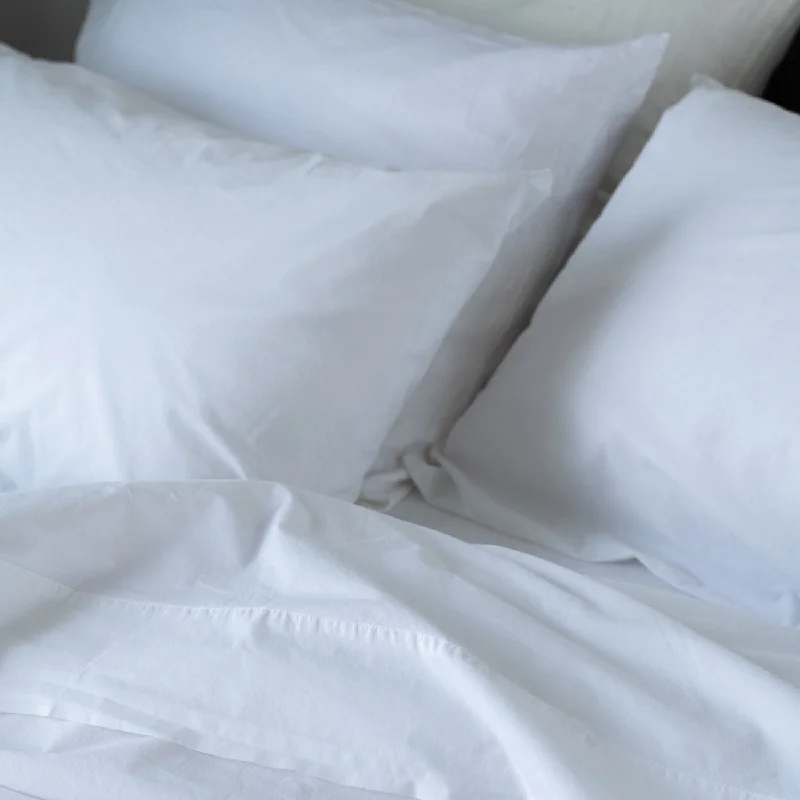 Anti-slip bedspread-White Washed Cotton Percale Pillowcases (Pair)