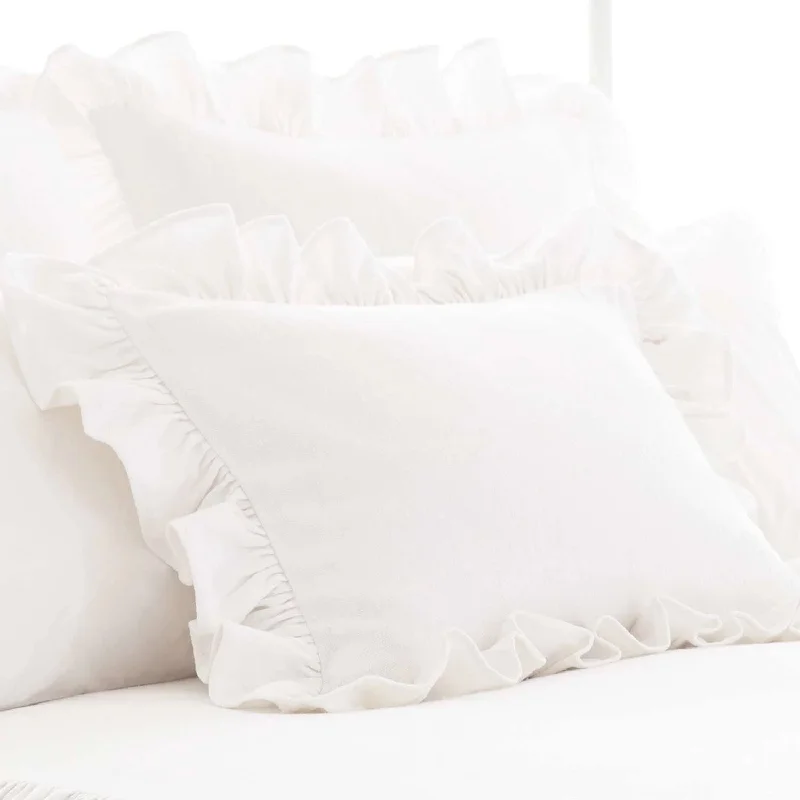 Natural linen quilt-Wilton White Ruffle Sham